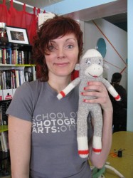 Kimberly Malysheff and her unnamed sock monkey