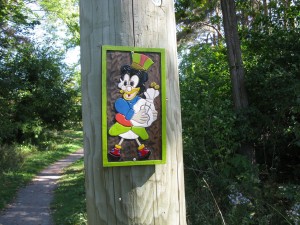 Somebody's been hanging art in the forest!